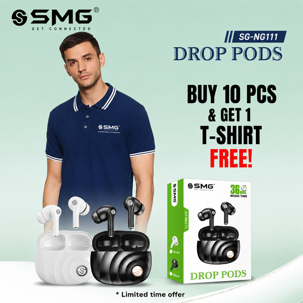 SMG NG111 DROP PODS 36H Wireless Bluetooth Ear buds